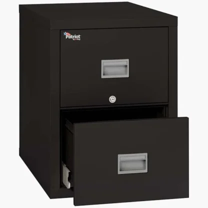 FireKing 2P1831-C 2-Drawer Letter-Sized Patriot Vertical File Cabinet in Black Color with UL High-Security Key Lock