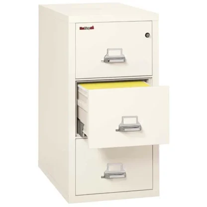 FireKing 3-2131-C Vertical Fire File Cabinet in Ivory White with UL High-Security Key Lock