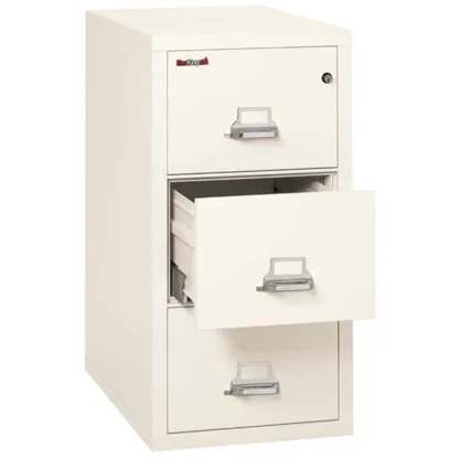 FireKing 3-2131-C Vertical Fire File Cabinet in Ivory White with UL High-Security Key Lock