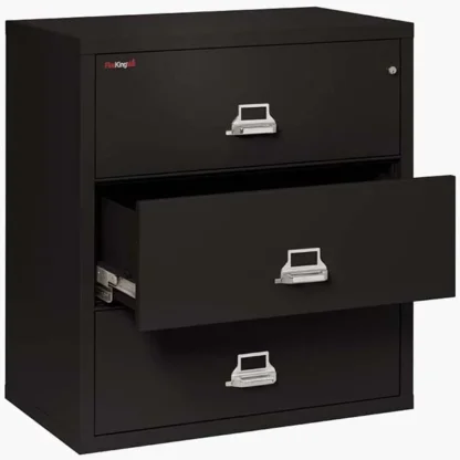 FireKing 3-3822-C Lateral Fire File Cabinet in Black with UL High-Security Key Lock