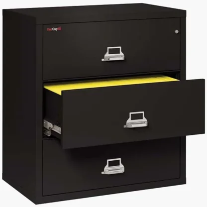 FireKing 3-3822-C Lateral Fire File Cabinet in Black with UL High-Security Key Lock