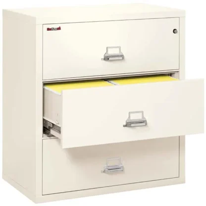 FireKing 3-3822-C Lateral Fire File Cabinet in Ivory White with UL High-Security Key Lock