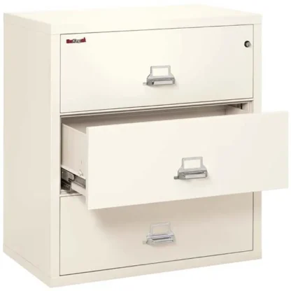 FireKing 3-3822-C Lateral Fire File Cabinet in Ivory White with UL High-Security Key Lock