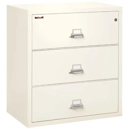 FireKing 3-3822-C Lateral Fire File Cabinet in Ivory White with UL High-Security Key Lock