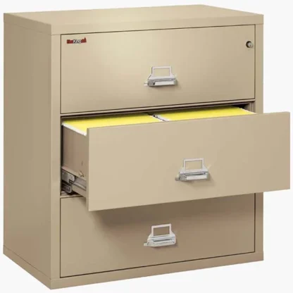 FireKing 3-3822-C Lateral Fire File Cabinet in Parchment with UL High-Security Key Lock