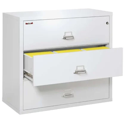 FireKing 3-4422-C Lateral Fire File Cabinet in Arctic White with UL High-Security Key Lock