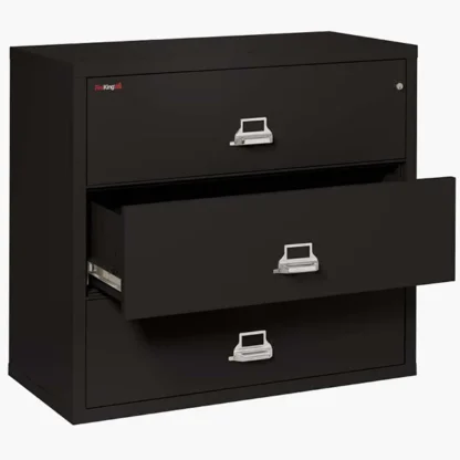 FireKing 3-4422-C Lateral Fire File Cabinet in Black with UL High-Security Key Lock