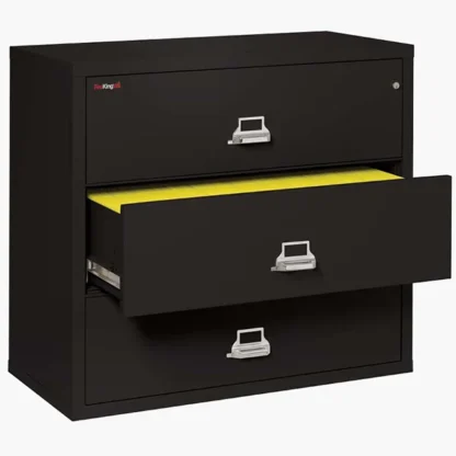 FireKing 3-4422-C Lateral Fire File Cabinet in Black with UL High-Security Key Lock