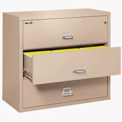 FireKing 3-4422-C Lateral Fire File Cabinet in Champagne with UL High-Security Key Lock