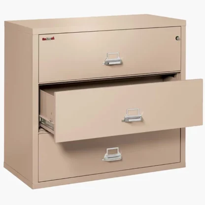 FireKing 3-4422-C Lateral Fire File Cabinet in Champagne with UL High-Security Key Lock