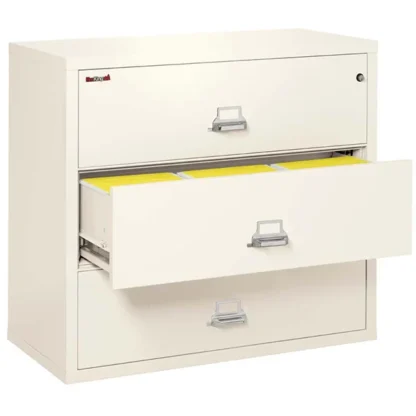 FireKing 3-4422-C Lateral Fire File Cabinet in Ivory White with UL High-Security Key Lock