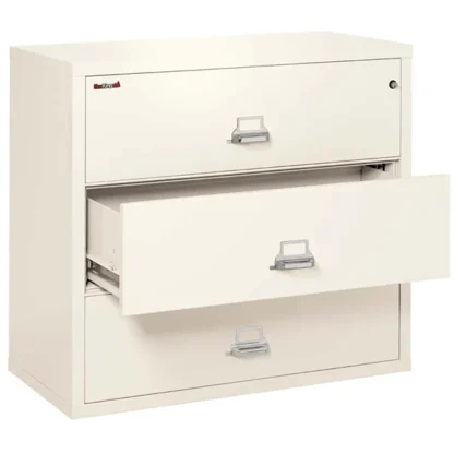 FireKing 3-4422-C Lateral Fire File Cabinet in Ivory White with UL High-Security Key Lock