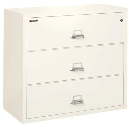 FireKing 3-4422-C Lateral Fire File Cabinet in Ivory White with UL High-Security Key Lock