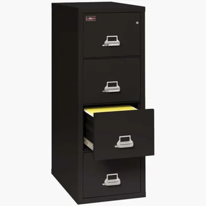 FireKing 4-1956-2 Two-Hour Vertical Fire File Cabinet in Black with UL High-Security Key Lock