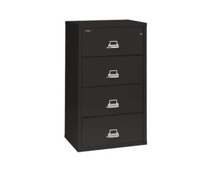 FireKing 4-3122-C Lateral Fire-Rated File Cabinet with UL High-Security Key Lock in Black