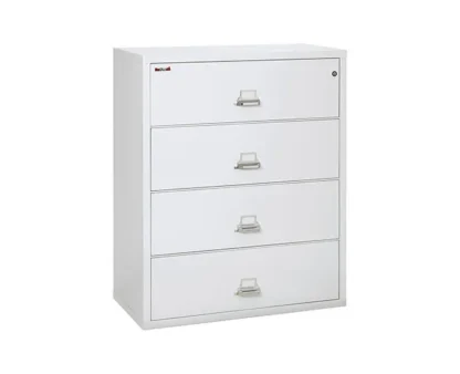 FireKing 4-4422-C Lateral Fire Rated File Cabinet in Arctic White Color with UL High-Security Key Lock