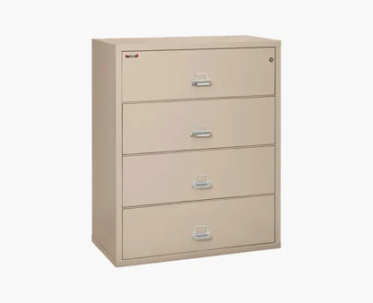 FireKing 4-4422-C Lateral Fire Rated File Cabinet in Champagne Color with UL High-Security Key Lock