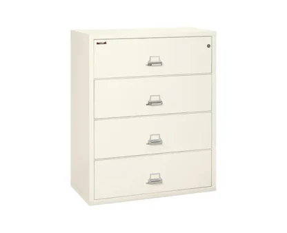 FireKing 4-4422-C Lateral Fire Rated File Cabinet in Ivory White Color with UL High-Security Key Lock