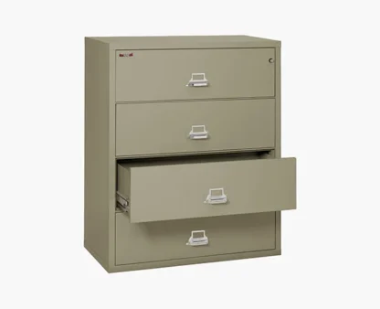 FireKing 4-4422-C Lateral Fire Rated File Cabinet in Pewter Color with UL High-Security Key Lock