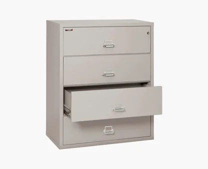 FireKing 4-4422-C Lateral Fire Rated File Cabinet in Platinum Color with UL High-Security Key Lock