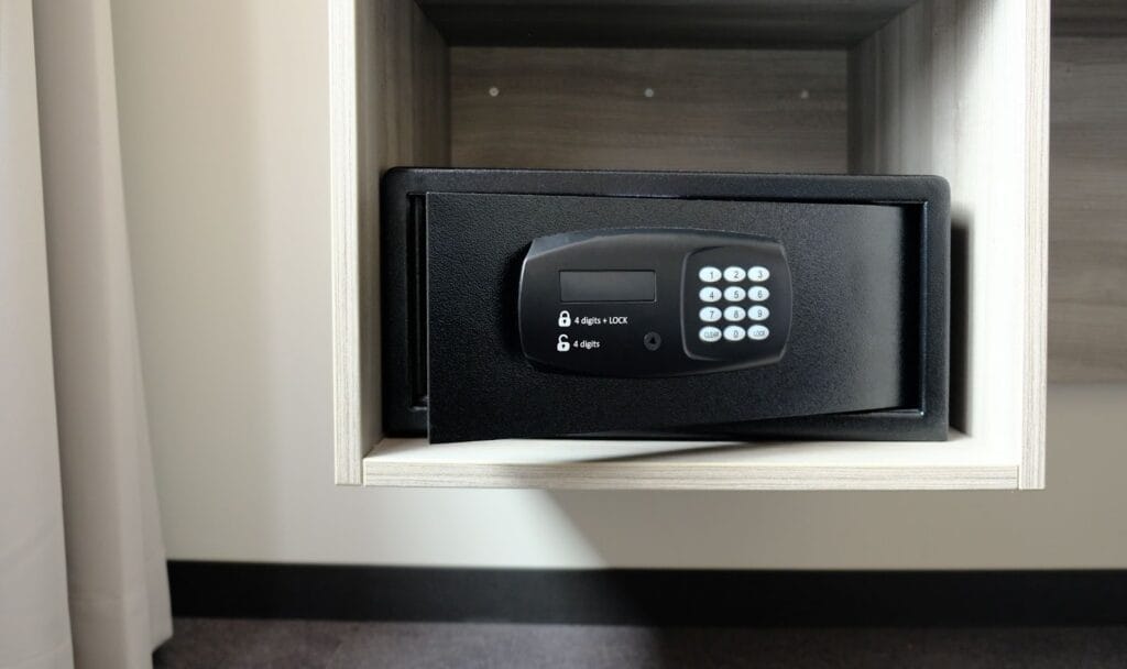 Secure hotel safe with digital keypad